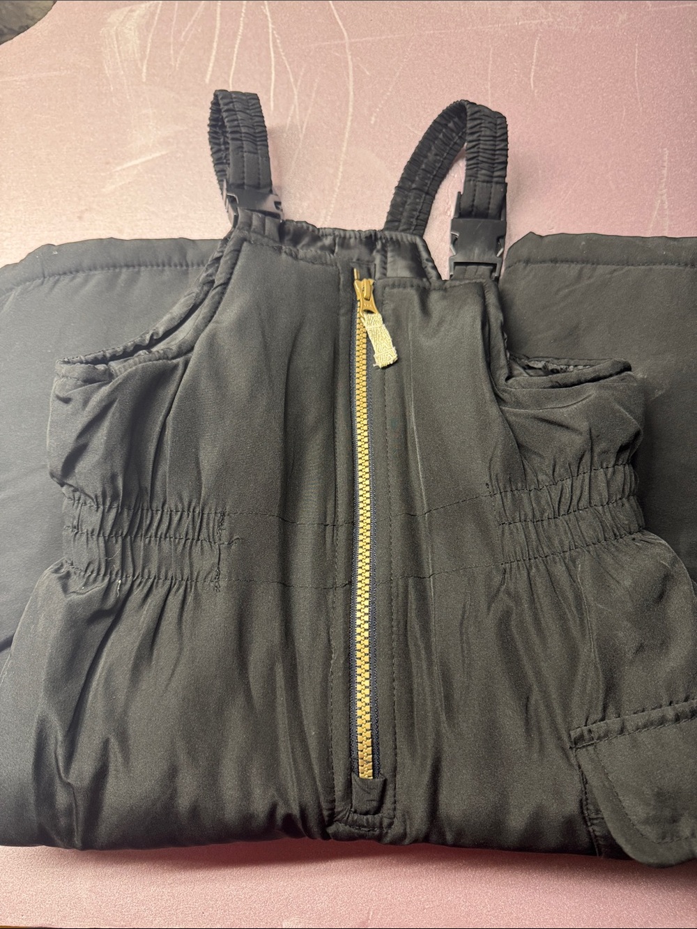 Carter's Black Kids Snow Overalls with Gold Front Zipper